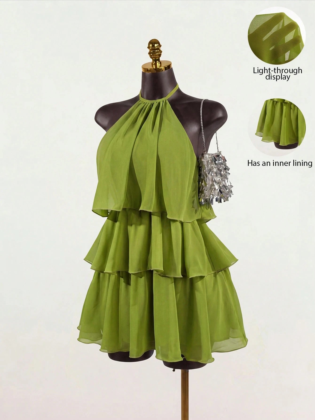 SaltGleam SaltGleam Women's Fashion Resort Ruffled Hem Halter Neck Tie Waist Dress - image 8