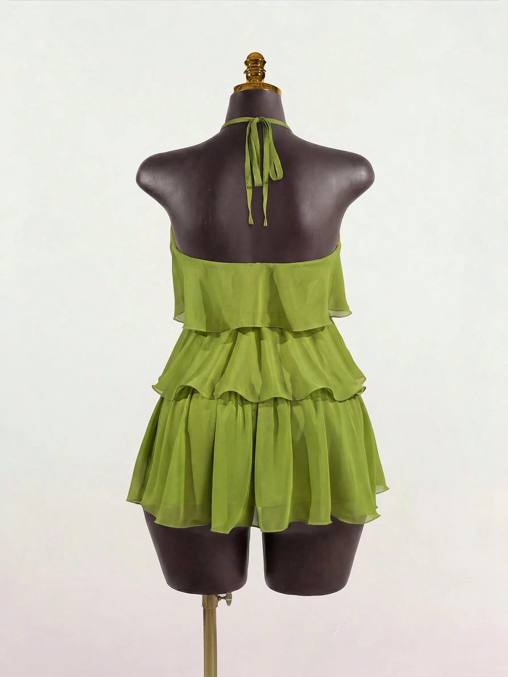 SaltGleam SaltGleam Women's Fashion Resort Ruffled Hem Halter Neck Tie Waist Dress - image 9