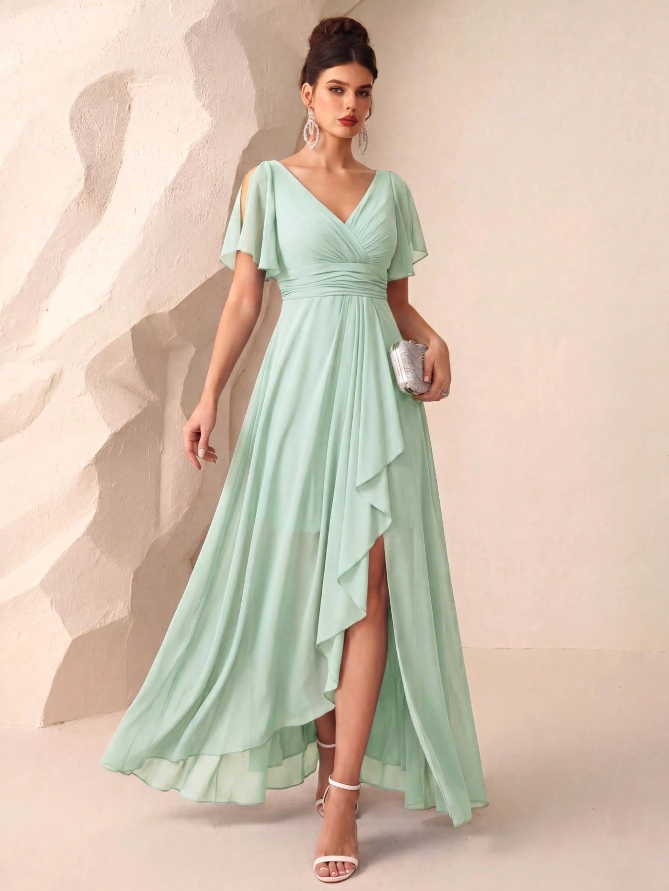UNITHORSE Butterfly Sleeve Ruched Bust Ruffle Waist Tulle Bridesmaid Dress Elegant Dress Wedding - image 15