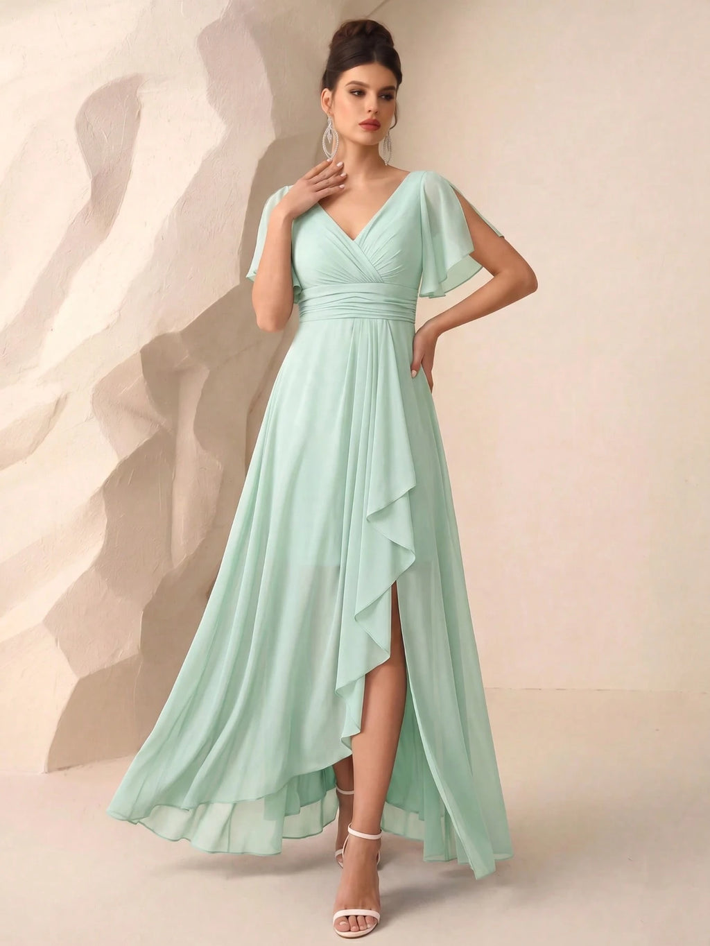 UNITHORSE Butterfly Sleeve Ruched Bust Ruffle Waist Tulle Bridesmaid Dress Elegant Dress Wedding - image 18