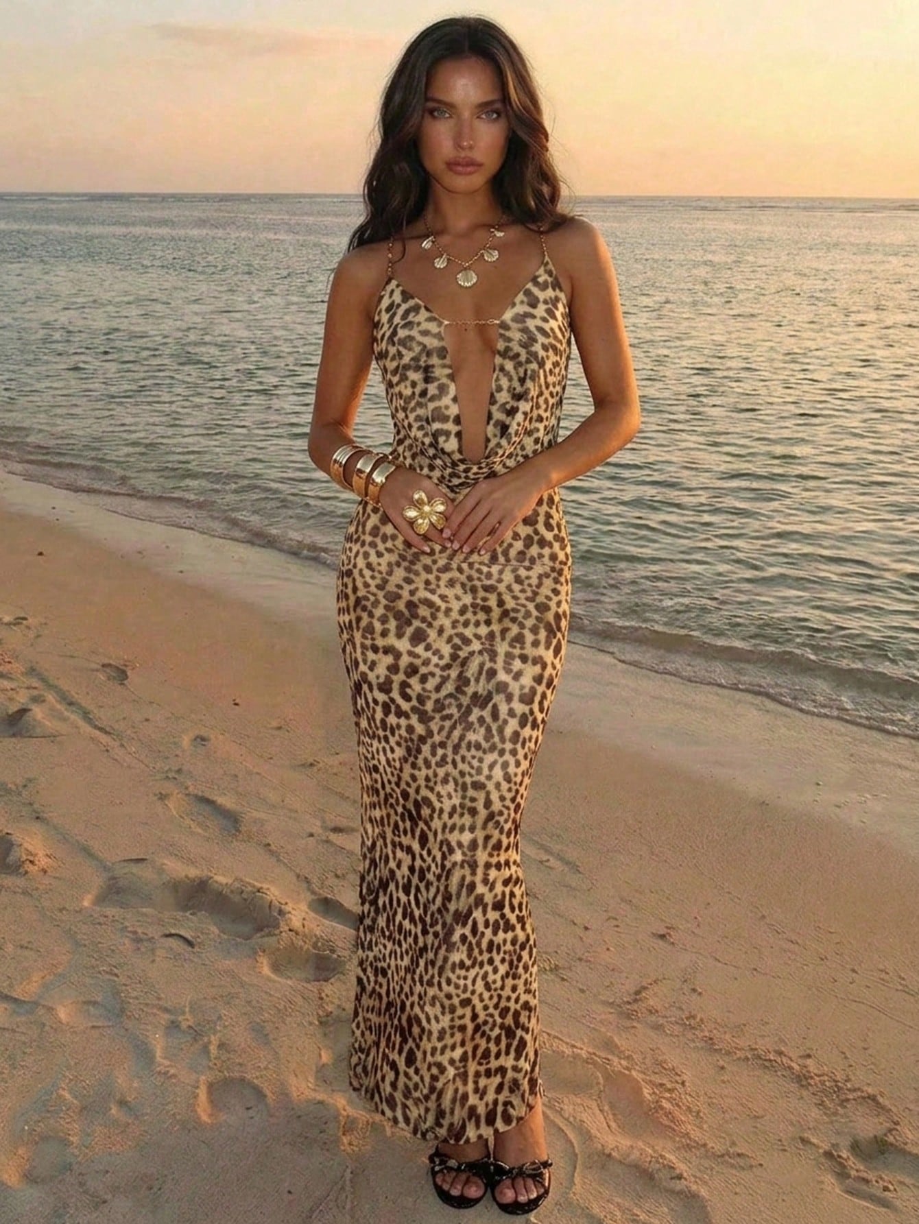 Sexy Floral Print Backless Dress