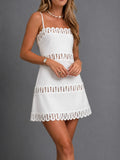 KZKZWK Women's Mini Dress Boho Multicolor Floral Print Vacation Sleeveless Spaghetti Strap Lace Trim A Line