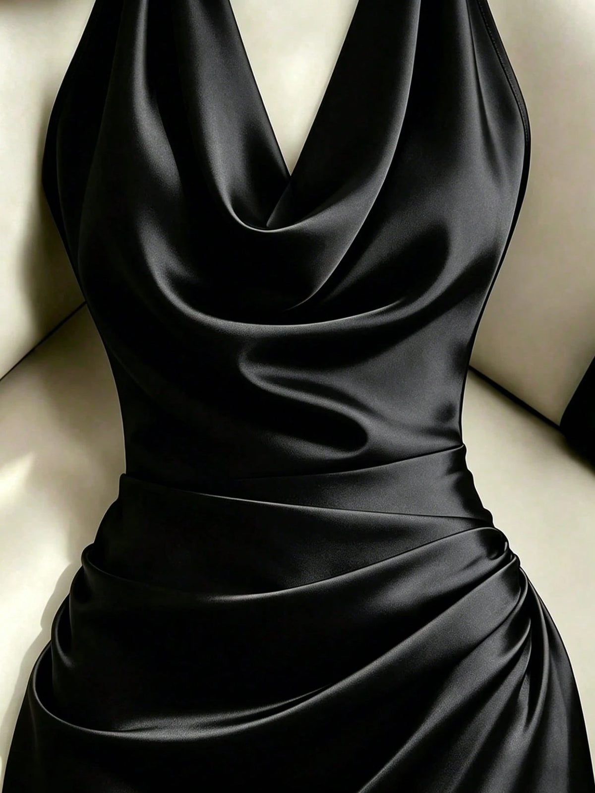 Franclia Fashionable New Elegant Draped Neck Brown Dress, Featuring Ruffle Neckline Design, Ruched Waist For - image 15