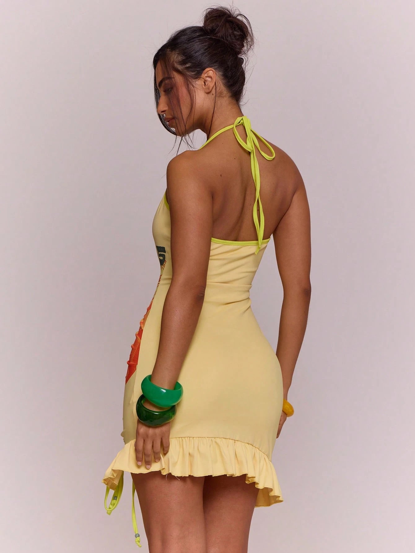 MUSERA Printed Ruffle Detail Lace Up Self Tie Halterneck Mini Dress Spring Summer Vacation Holiday Ibiza Boho - image 10