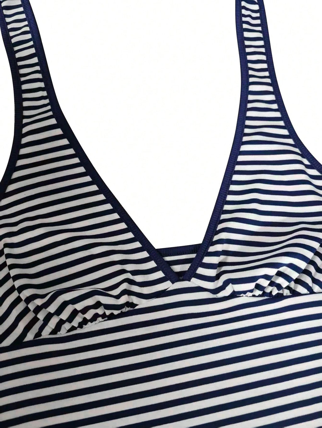 Sexy Deep V-Neck Halter Backless Striped Bodycon Mini Dress,