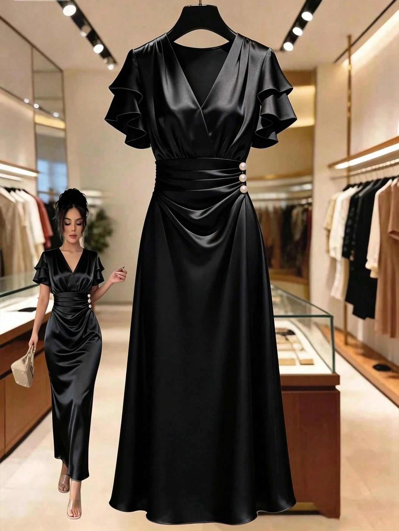 GlowEve Spring/Summer New Women's Long Dress With Waist Cinched Elegant Mid-Length Dress, Women's Elegant - image 15