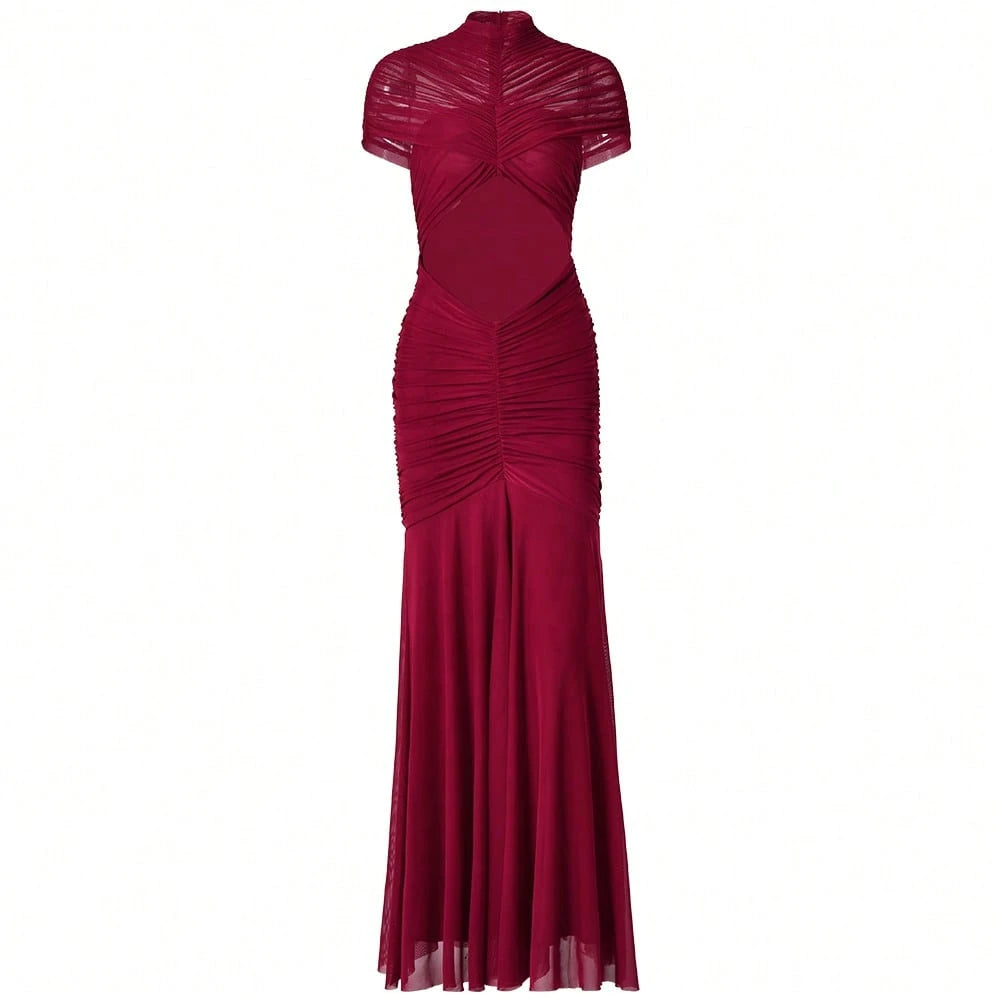 Double-Layer Mesh Elegant & Fashionable Wedding Dress, Sexy Pleated Dress - image 9