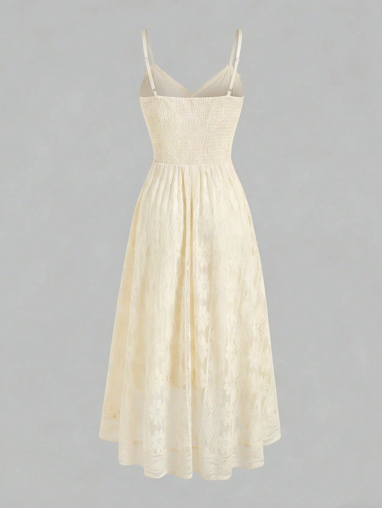 Qadelle Women's Elegant Contrast Lace Pompom Design Maxi Slip Dress