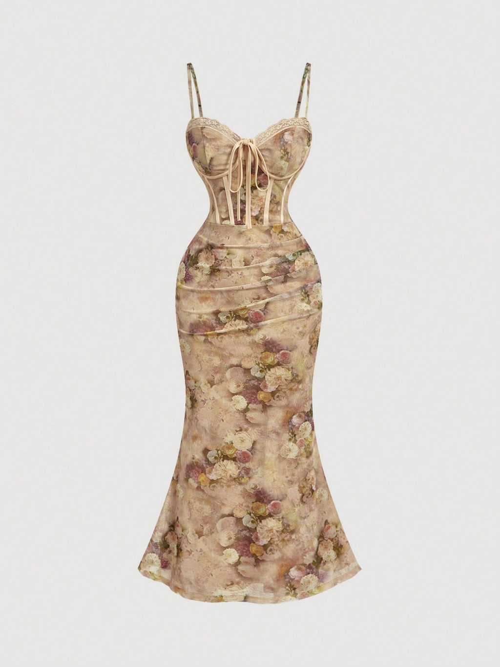 MOD Elegant Floral Print Corset Midi Prom Dress For Women Formal