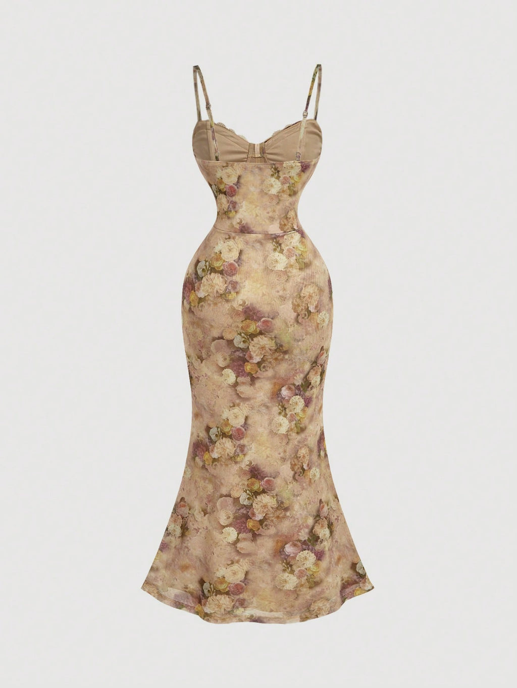 MOD Elegant Floral Print Corset Midi Prom Dress For Women Formal