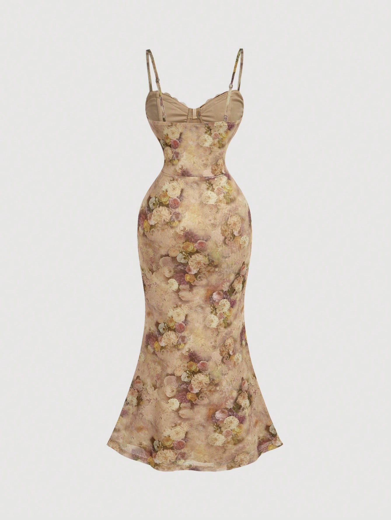 MOD Elegant Floral Print Corset Midi Prom Dress For Women Formal