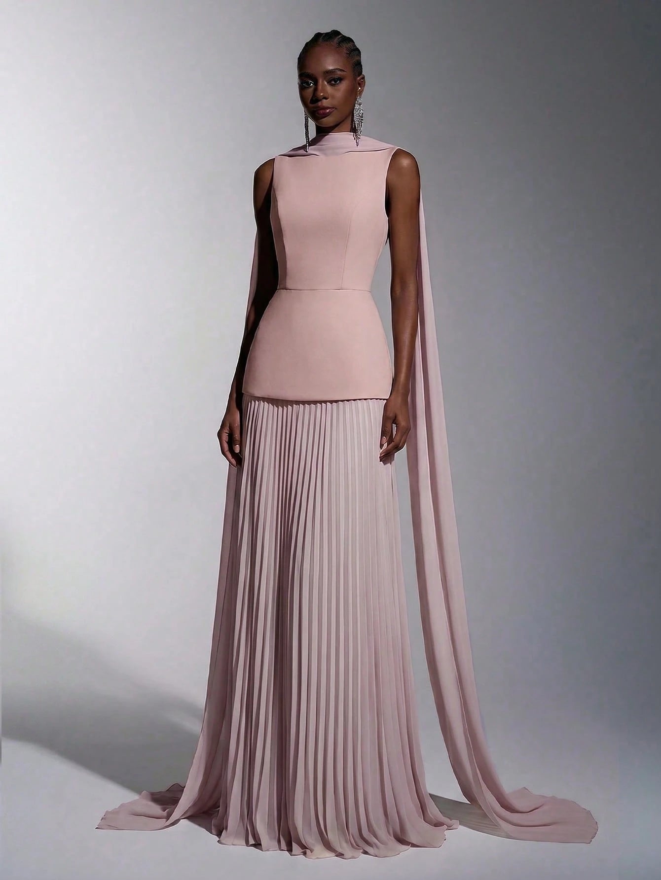 Elitara Sage Green Summer Elegant Formal Wedding Guest Dress,Chiffon Patchwork Pleated Skirt,A-Line Boat Neck - image 18