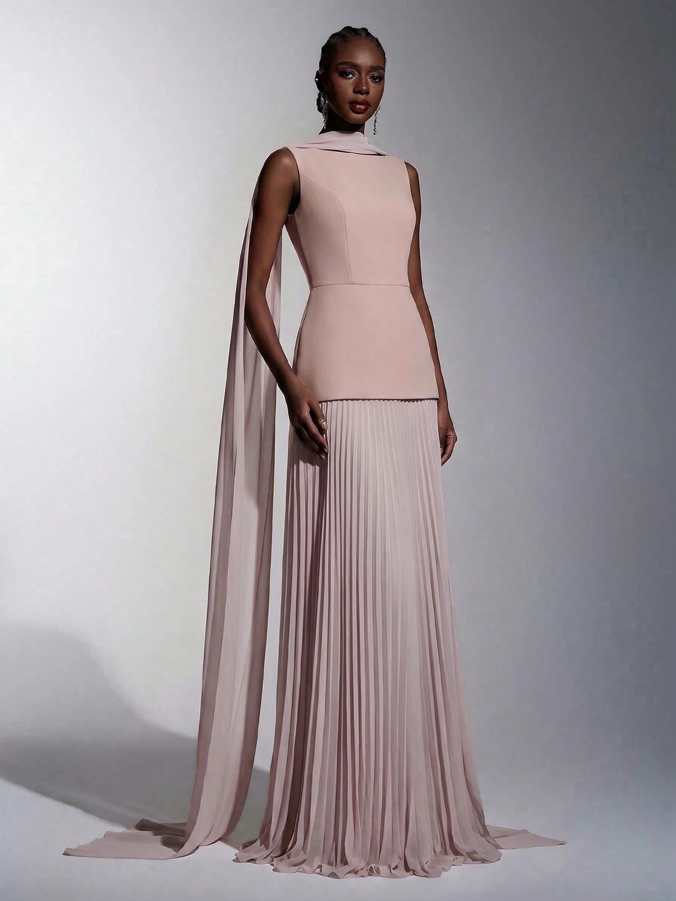 Elitara Sage Green Summer Elegant Formal Wedding Guest Dress,Chiffon Patchwork Pleated Skirt,A-Line Boat Neck - image 19