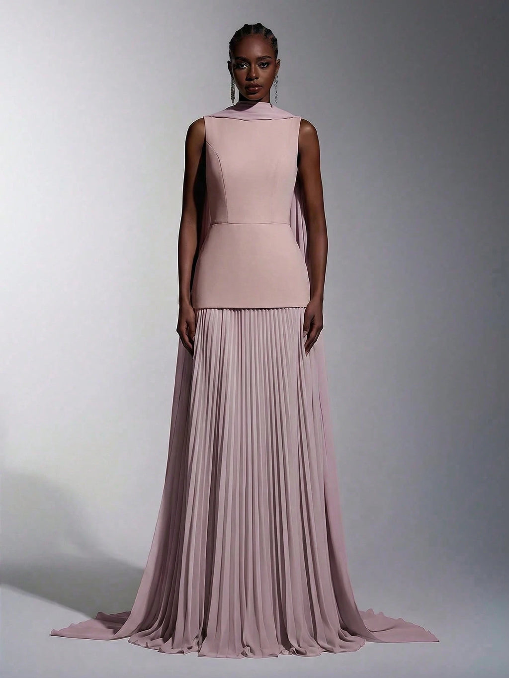 Elitara Sage Green Summer Elegant Formal Wedding Guest Dress,Chiffon Patchwork Pleated Skirt,A-Line Boat Neck - image 20