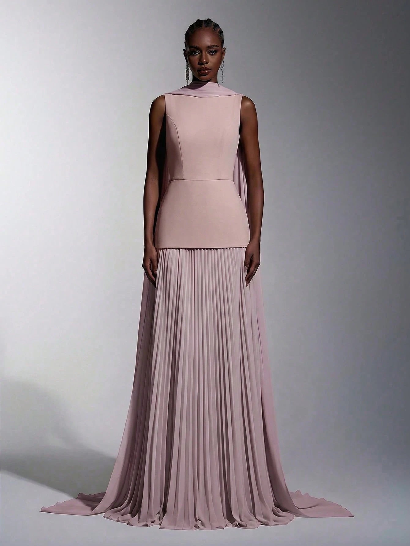 Elitara Sage Green Summer Elegant Formal Wedding Guest Dress,Chiffon Patchwork Pleated Skirt,A-Line Boat Neck - image 20