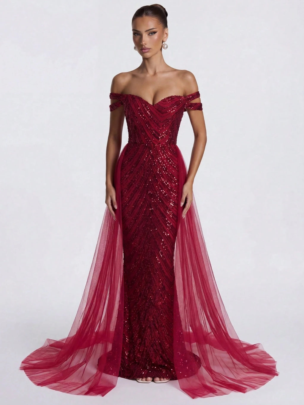 LOVE&LEMONADE Elegant White Off Shoulder Flowing Mesh Patchwork Backless Criss-Cross Tie Mermaid Long Wedding - image 13