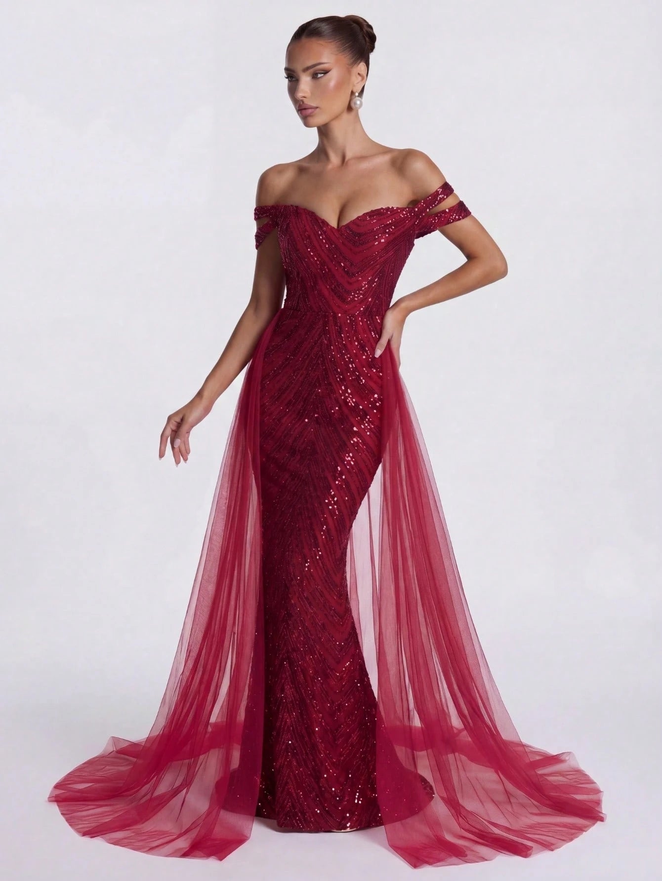 LOVE&LEMONADE Elegant White Off Shoulder Flowing Mesh Patchwork Backless Criss-Cross Tie Mermaid Long Wedding - image 15