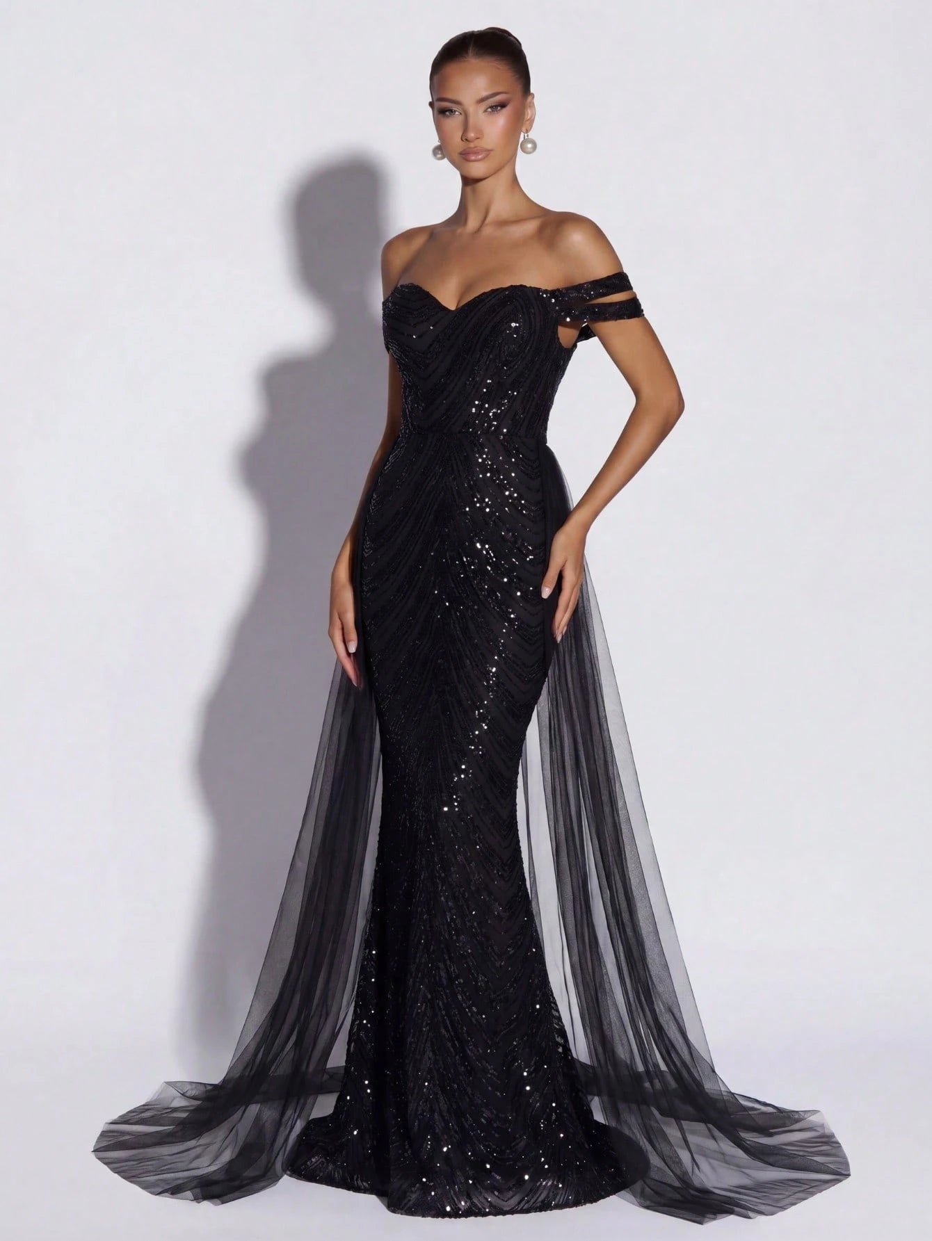 LOVE&LEMONADE Elegant White Off Shoulder Flowing Mesh Patchwork Backless Criss-Cross Tie Mermaid Long Wedding - image 18