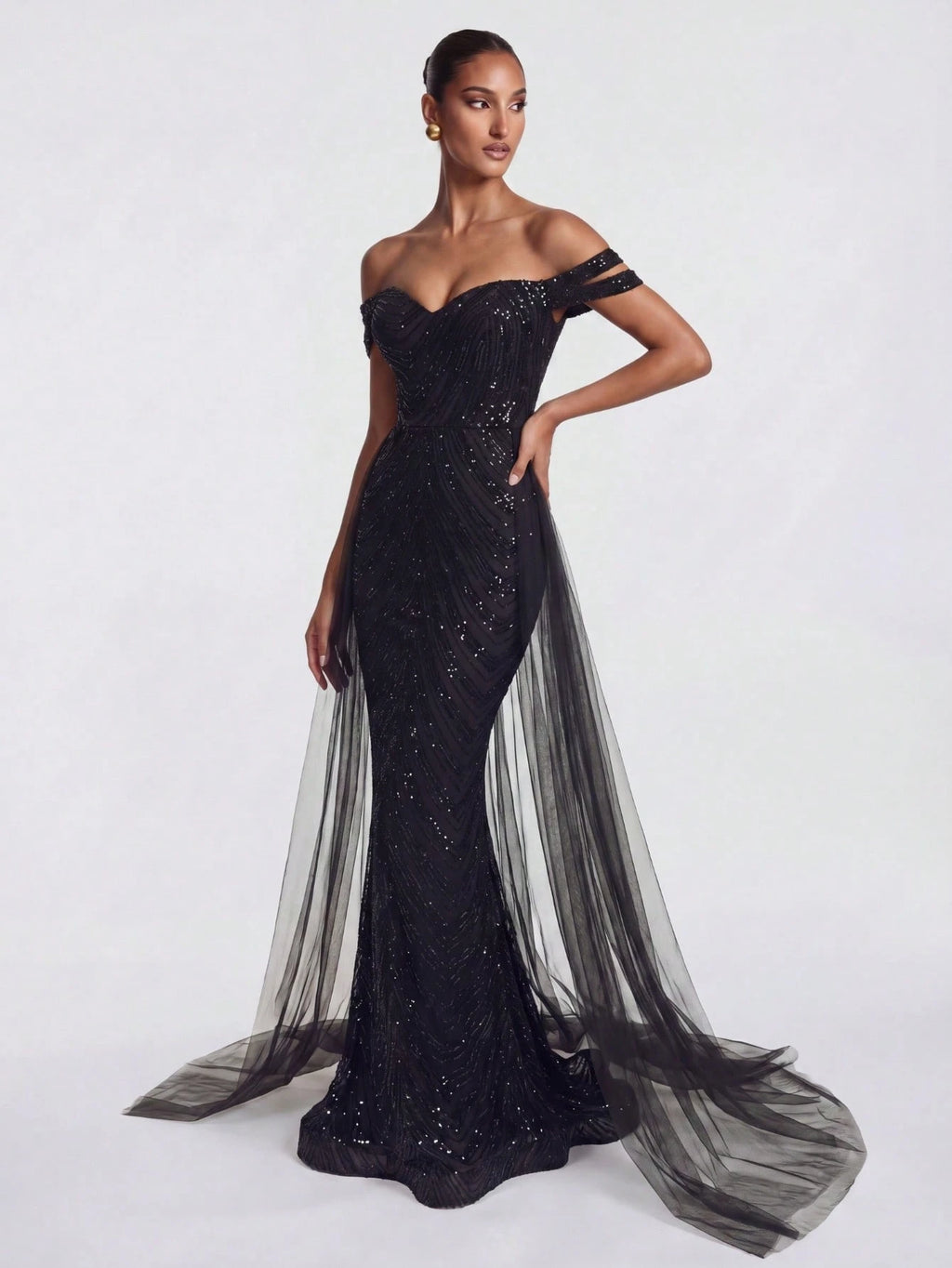LOVE&LEMONADE Elegant White Off Shoulder Flowing Mesh Patchwork Backless Criss-Cross Tie Mermaid Long Wedding - image 19