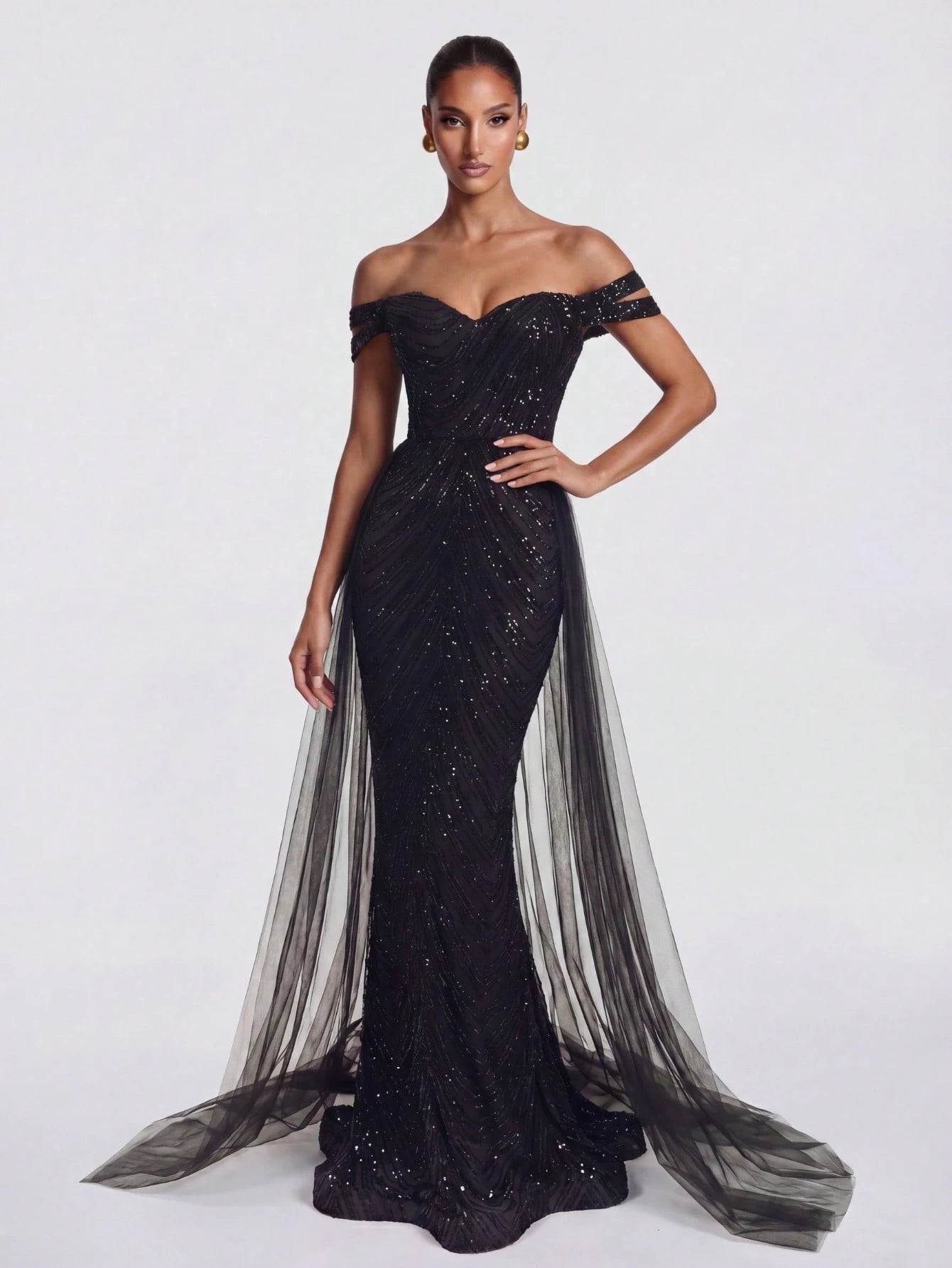 LOVE&LEMONADE Elegant White Off Shoulder Flowing Mesh Patchwork Backless Criss-Cross Tie Mermaid Long Wedding - image 20