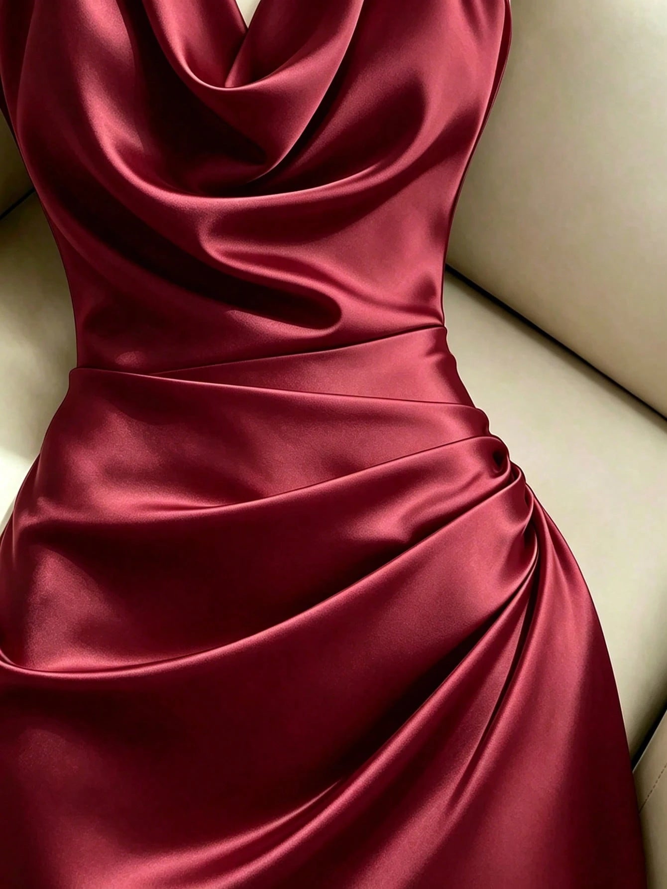 Franclia Fashionable New Elegant Draped Neck Brown Dress, Featuring