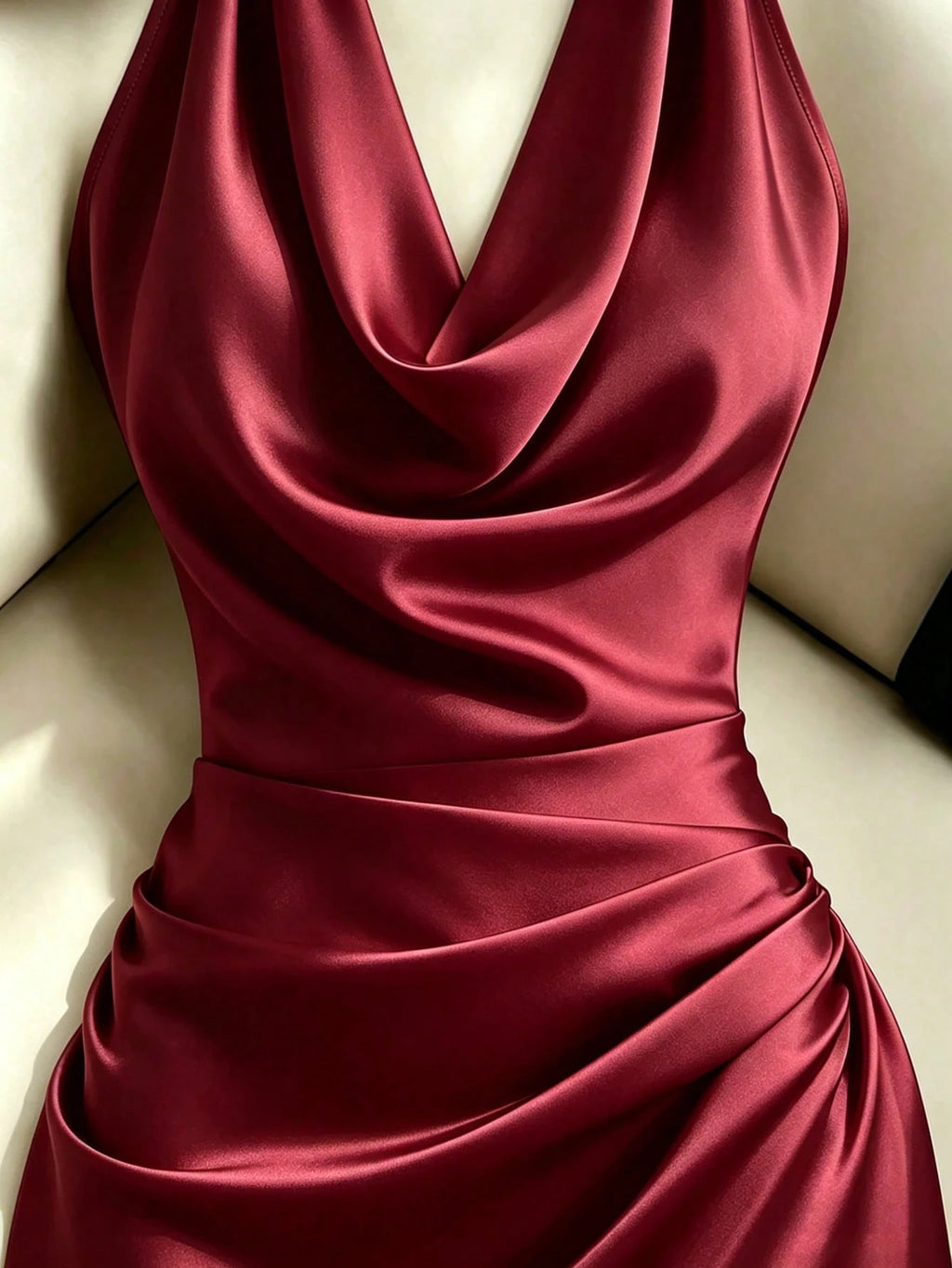 Franclia Fashionable New Elegant Draped Neck Brown Dress, Featuring