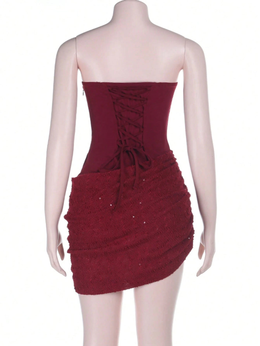 Women's Summer Dress, Black Strapless Shiny Patchwork Dress, Elegant,