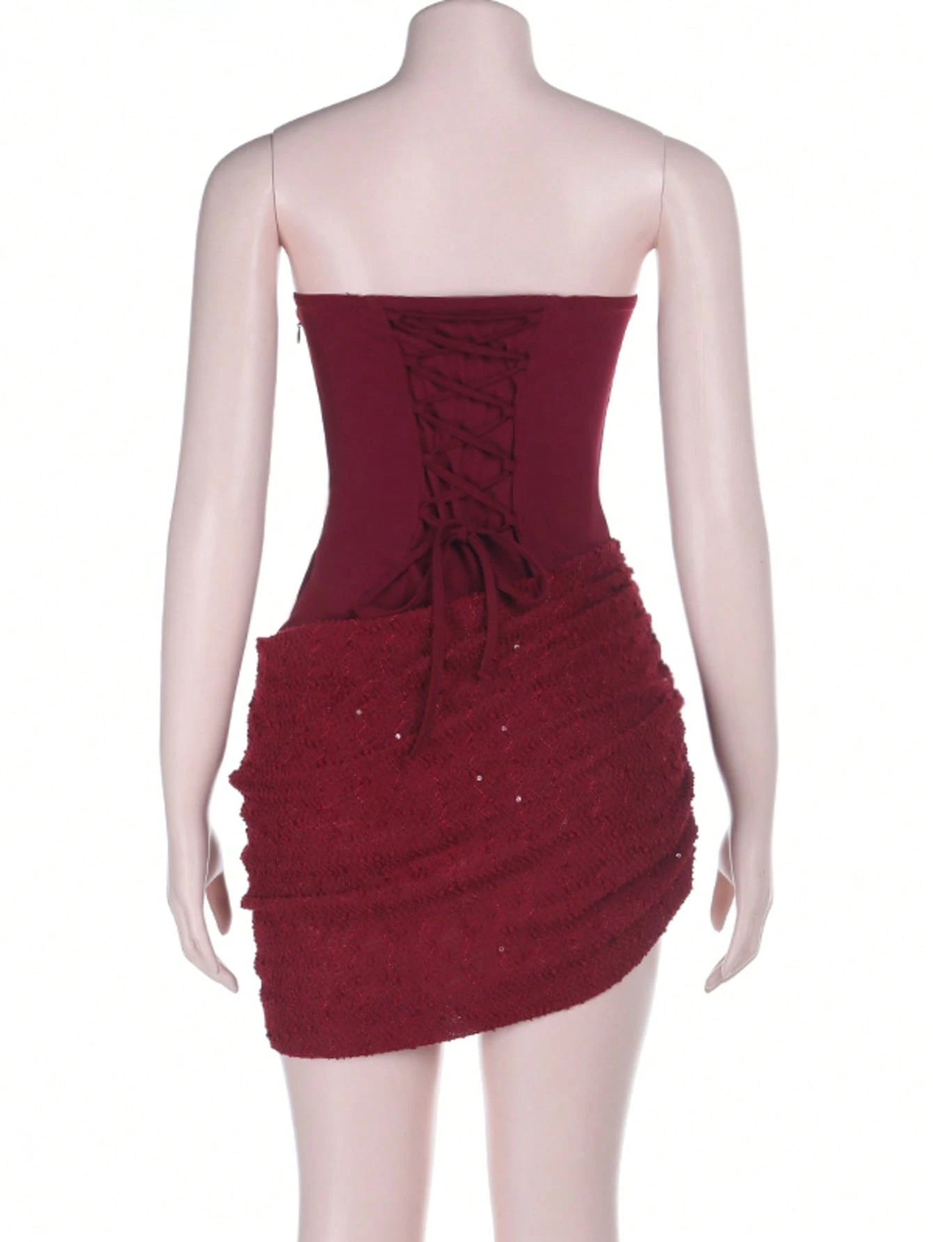 Women's Summer Dress, Black Strapless Shiny Patchwork Dress, Elegant,