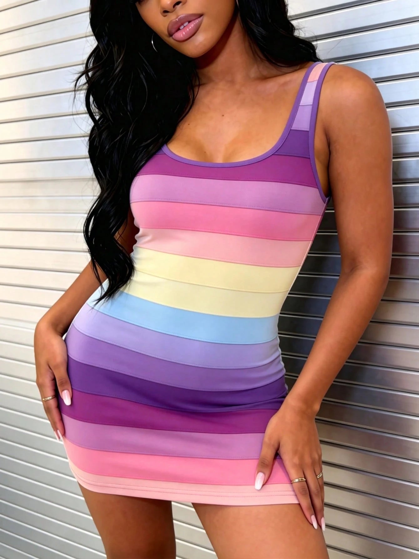 DVSLOE Women's Sexy Striped Sleeveless Tank Dress, Y2K Dopamine Elegant Casual Short Square Neck Dress, - image 20