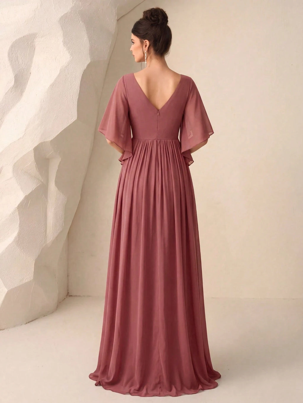 Butterfly Sleeve Split Thigh Chiffon Bridesmaid Dress Elegant Dress, Bride Dress Wedding - image 16