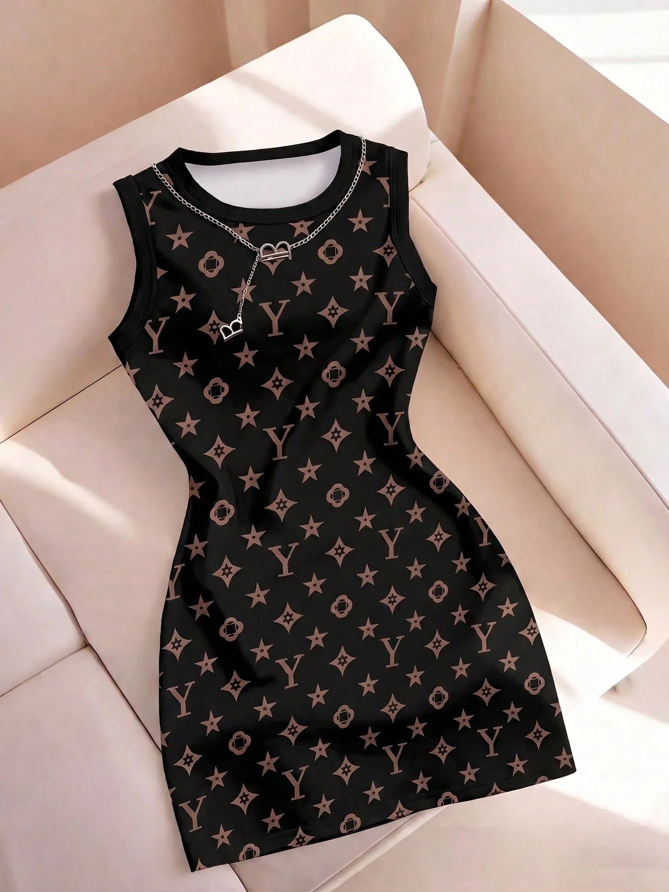 Resyla Casual Vintage Khaki & Light Color Floral Print Dress