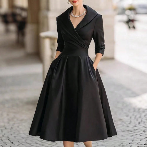 2026 European Women Elegant Formal Waist Slim Dress Slimming Graceful Long Sleeve Maxi Dress - image 2