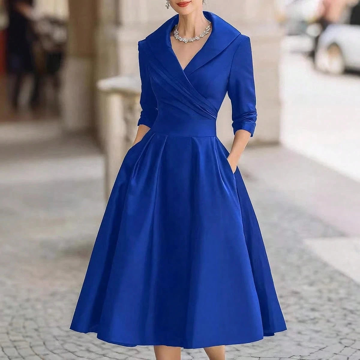 2026 European Women Elegant Formal Waist Slim Dress Slimming Graceful Long Sleeve Maxi Dress - image 3