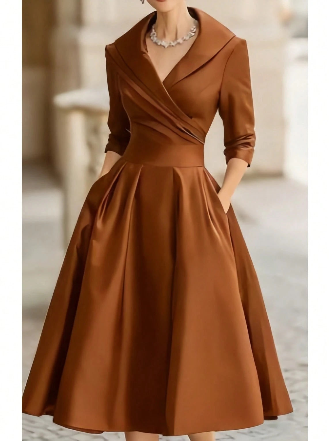2026 European Women Elegant Formal Waist Slim Dress Slimming Graceful Long Sleeve Maxi Dress - image 12