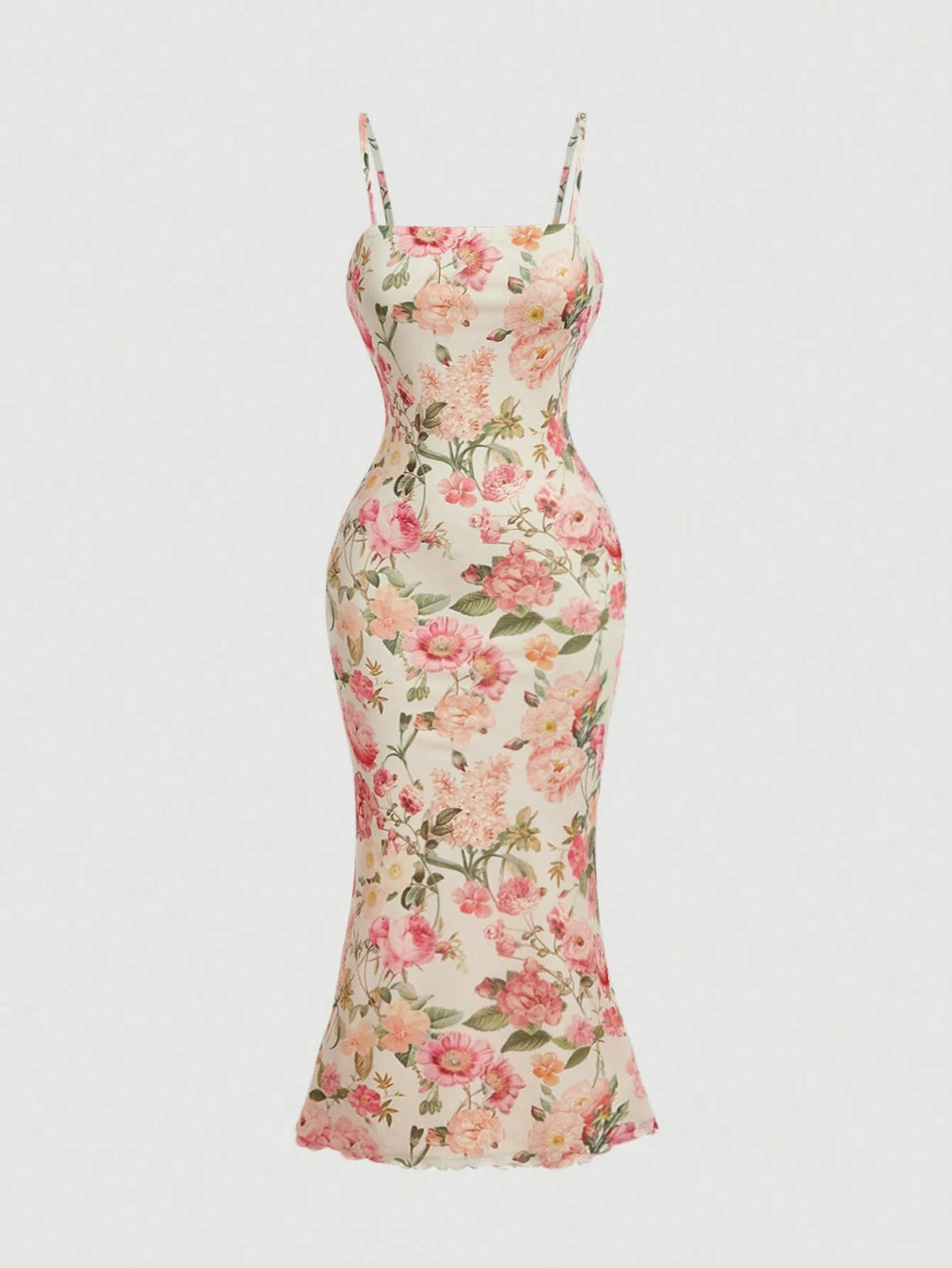 MOD Women's Floral Print Dress With Spaghetti Straps And Mermaid Hem, Elegant Tropical For Vacation Vacation - image 12