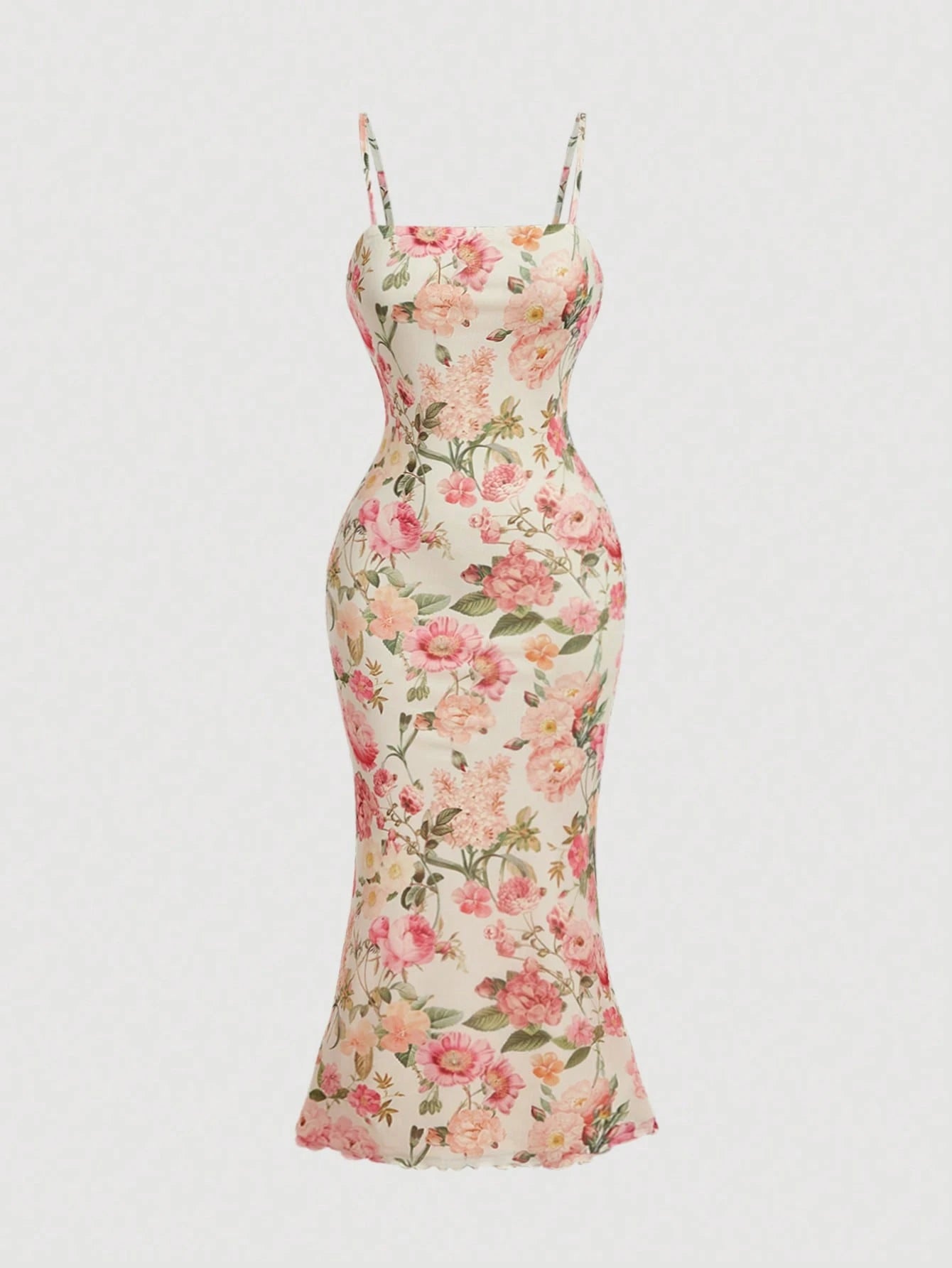 MOD Women's Floral Print Dress With Spaghetti Straps And Mermaid Hem, Elegant Tropical For Vacation Vacation - image 12
