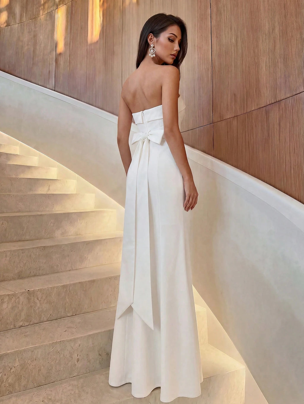 Firerie Summer Style, Elegant Design, Sexy White Plunging And Cinched Top And Body-Hugging Fit, Sequined