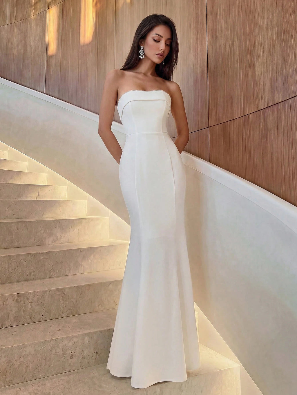 Firerie Summer Style, Elegant Design, Sexy White Plunging And Cinched Top And Body-Hugging Fit, Sequined - image 3