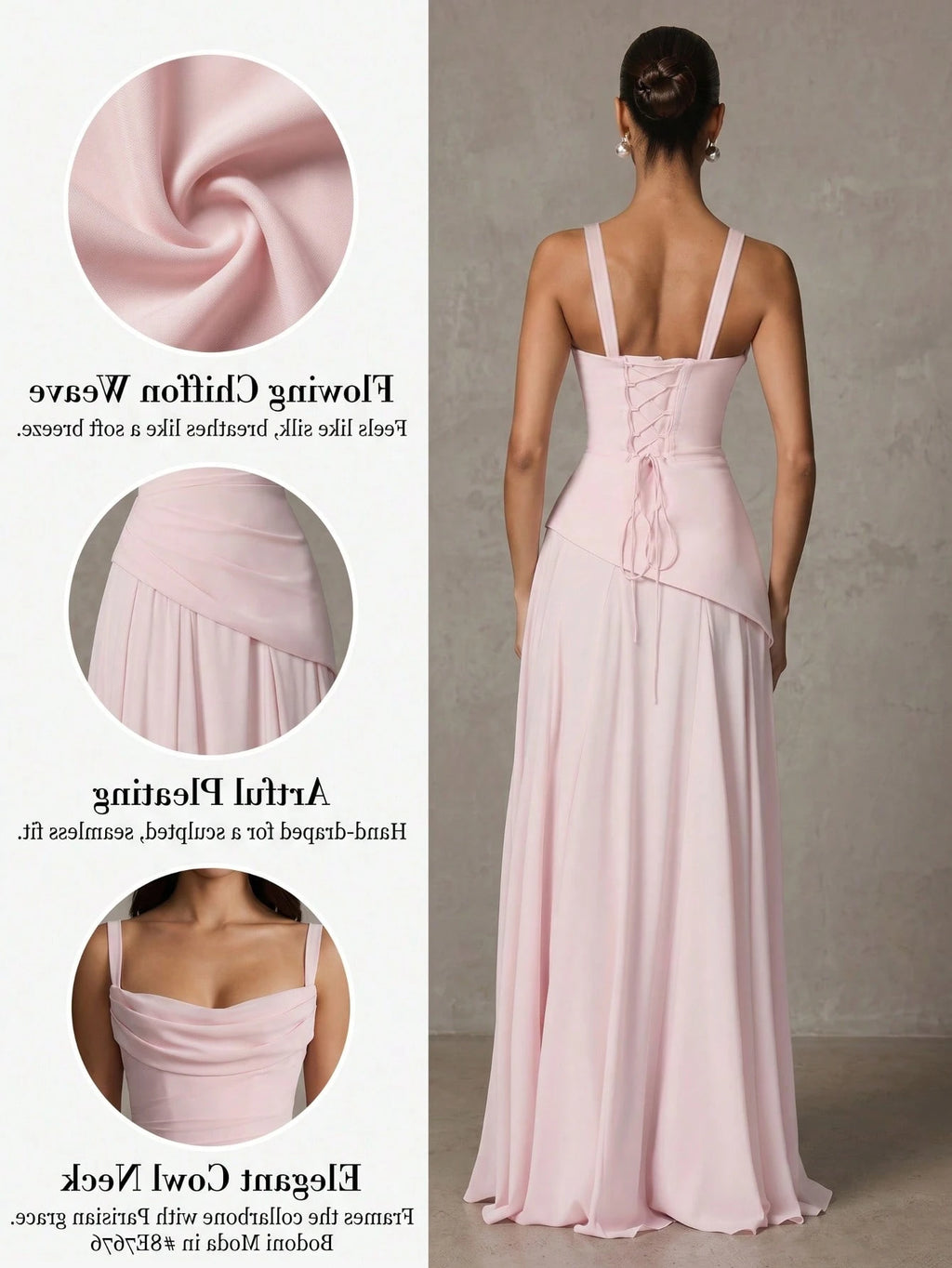 Romantic Women's Light Blue Square Neck Bridesmaid Dress With Asymmetrical Hem And Crisscross Back, - image 5