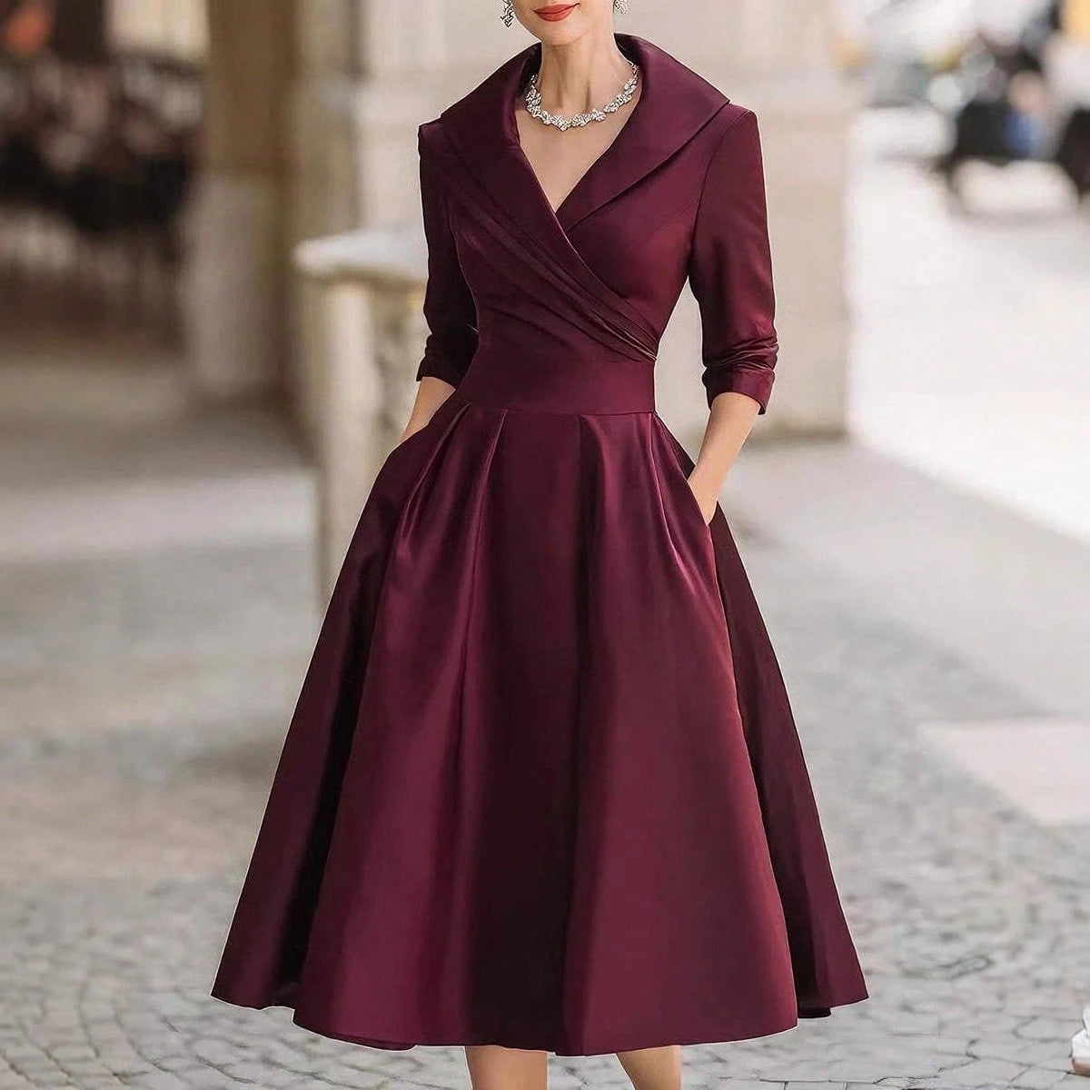 2026 European Women Elegant Formal Waist Slim Dress Slimming Graceful Long Sleeve Maxi Dress - image 4