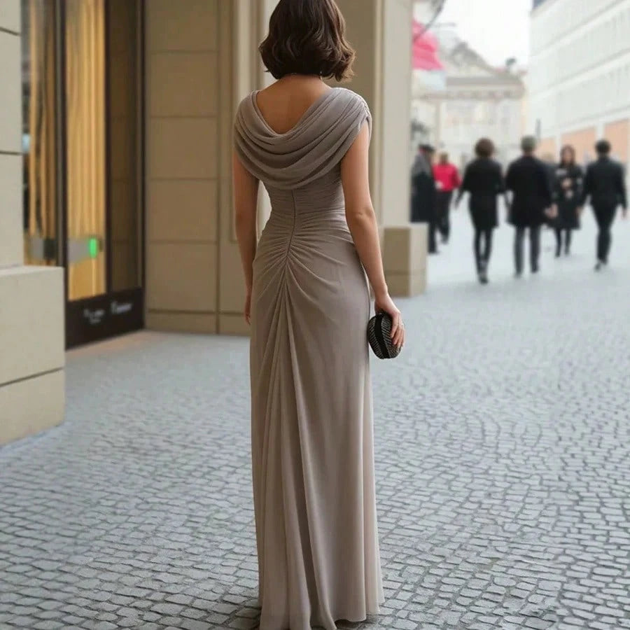 2026 European Casual Party Elegant Ruched Cowl Neck Evening Dress - image 5
