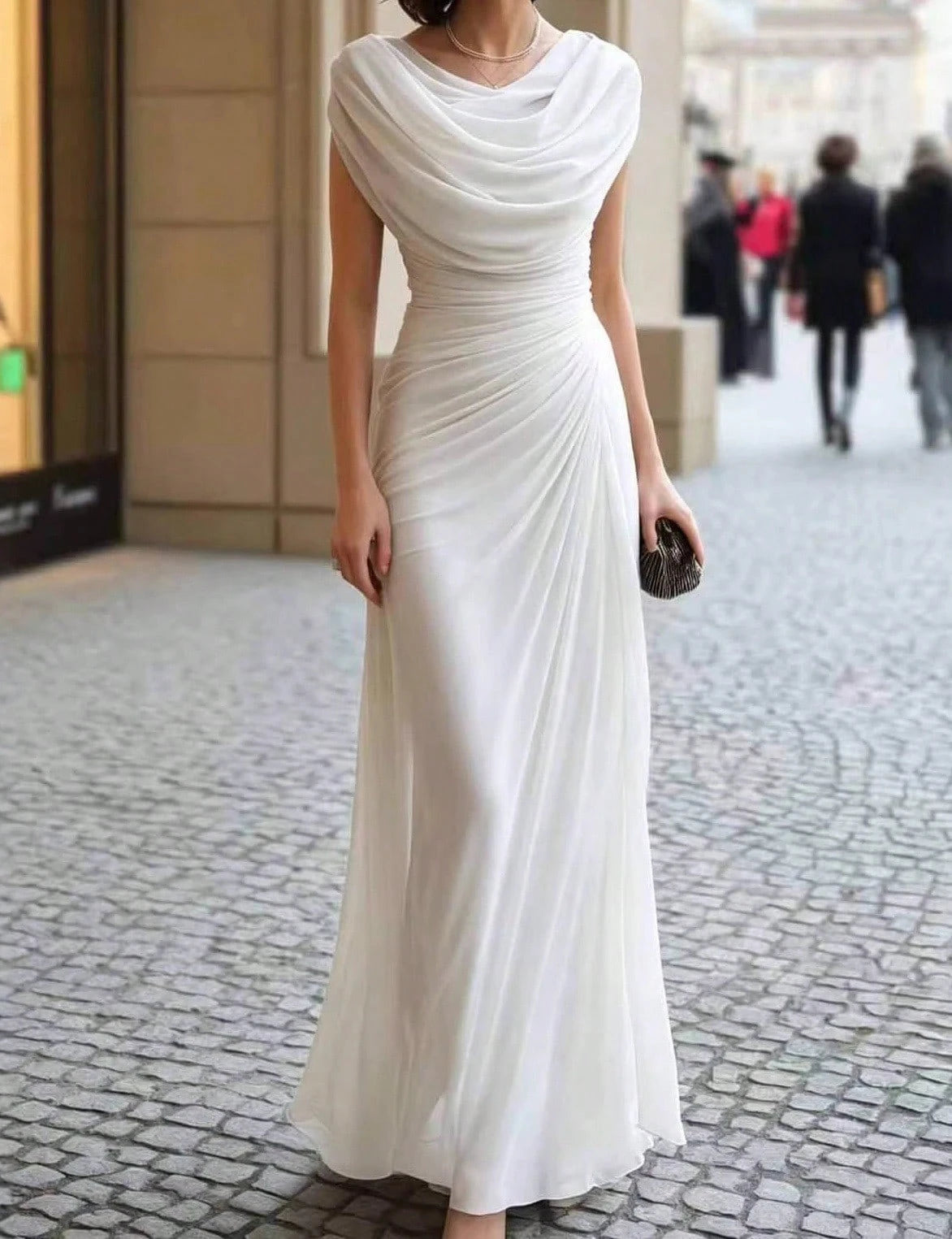 2026 European Casual Party Elegant Ruched Cowl Neck Evening Dress - image 8