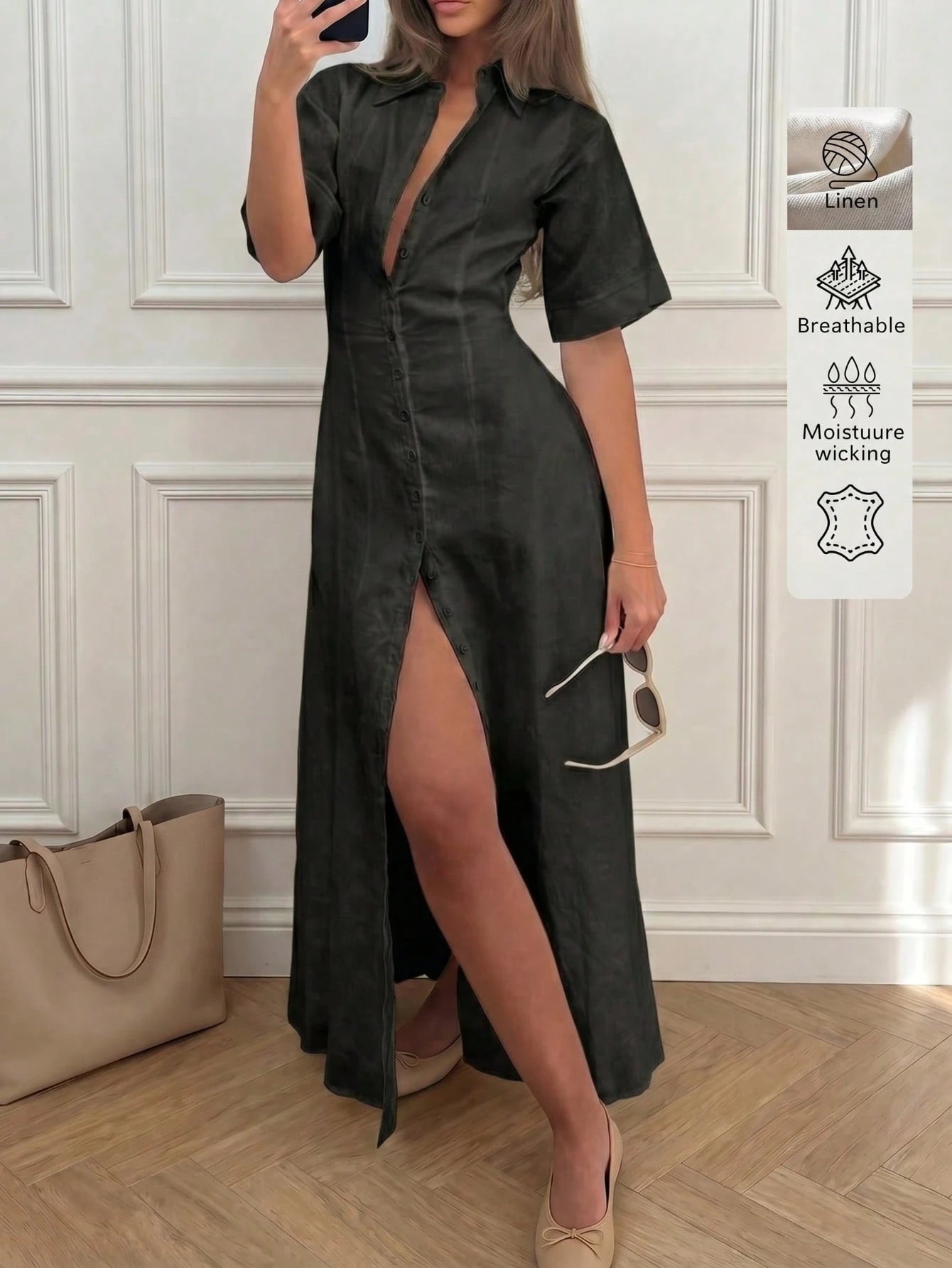 Elegant Linen Casual Commute Minimalist Office Daily Linen Dress, Summer Dresses, Elegant Dresses For Women, - image 11