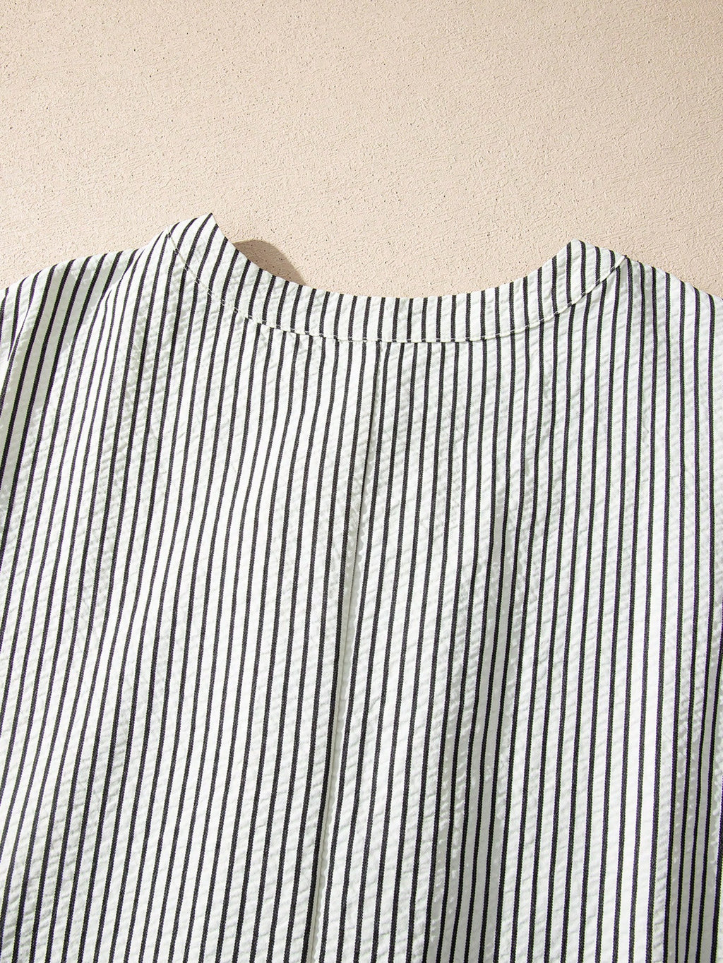 Acelitt Striped Casual Mid-Length Shirt Dress, Women's Black And