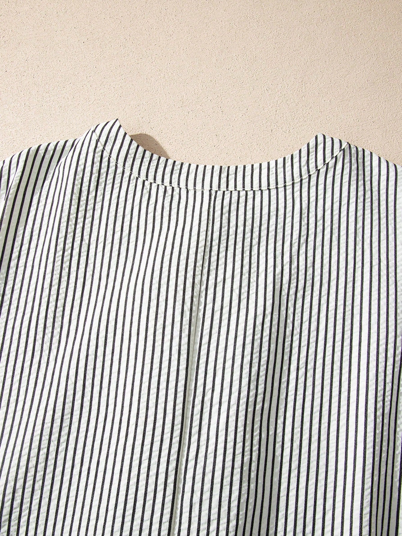 Acelitt Striped Casual Mid-Length Shirt Dress, Women's Black And