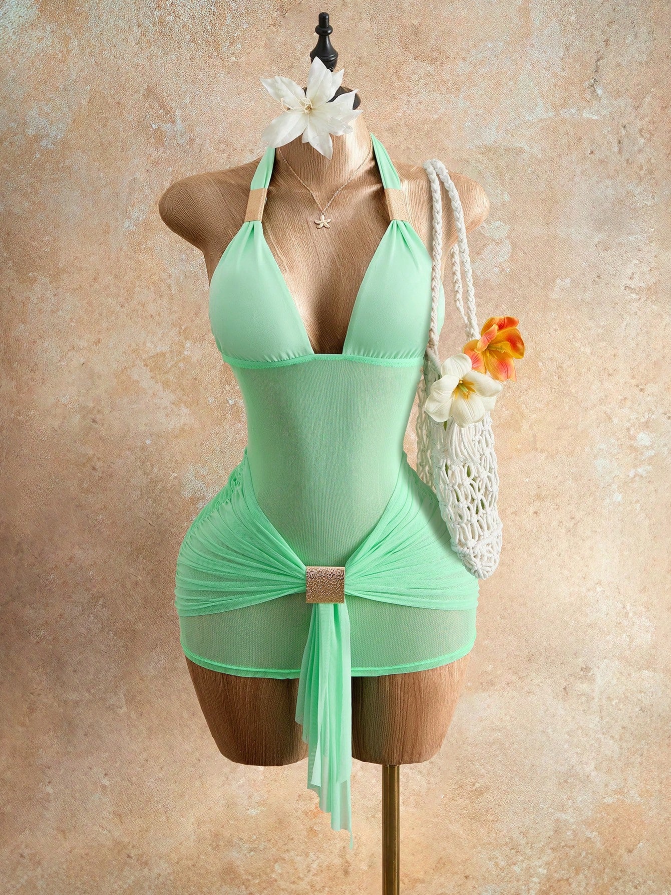 Mistrie Mint Green Summer Casual Beach Holiday Vacation Holiday, Deep