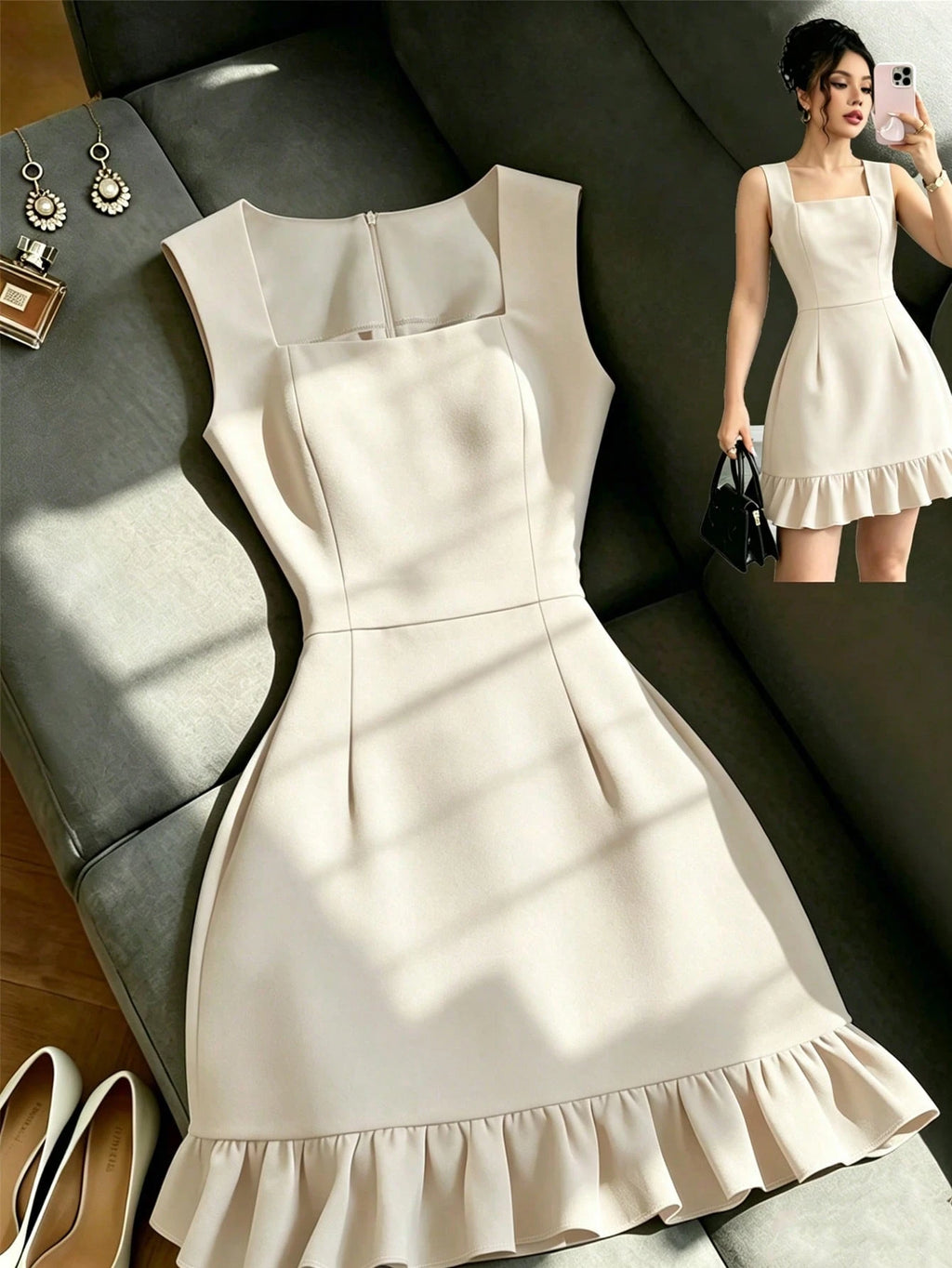 GlowEve Women's Sleeveless White Waist Cinched Mini Dress - image 20