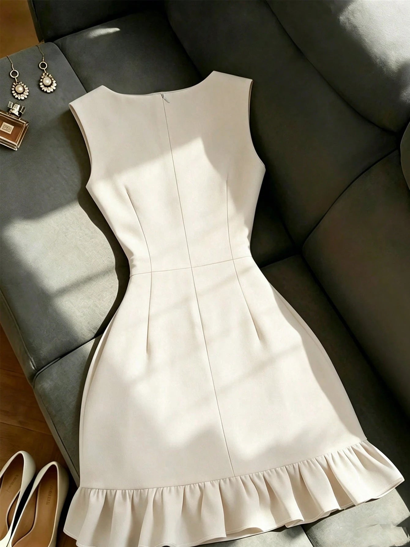GlowEve Women's Sleeveless White Waist Cinched Mini Dress - image 19