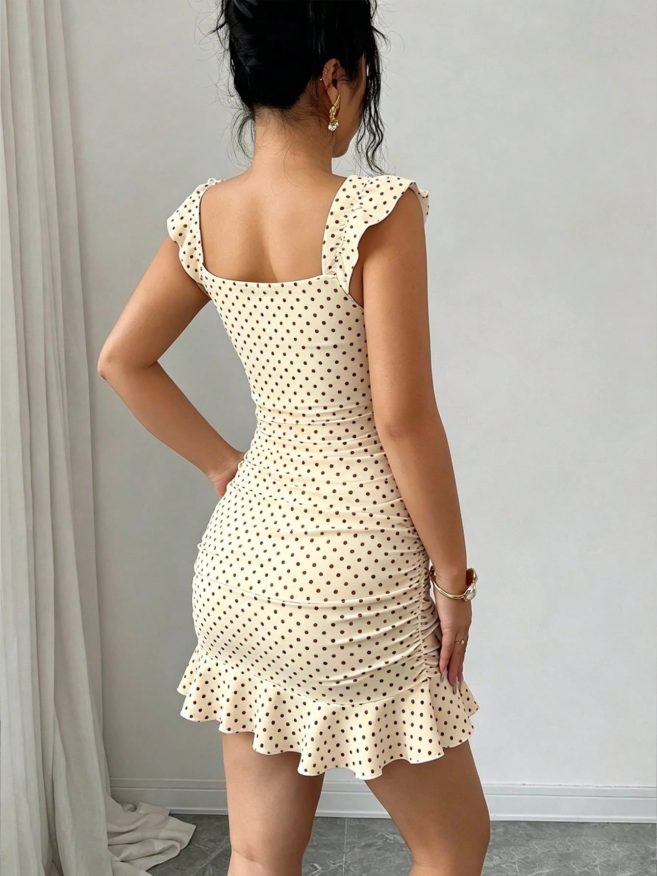 Elenzga Women's Elegant Ruched Tie Strap Flounce Hem Sexy Dress, Beach Babe - image 12