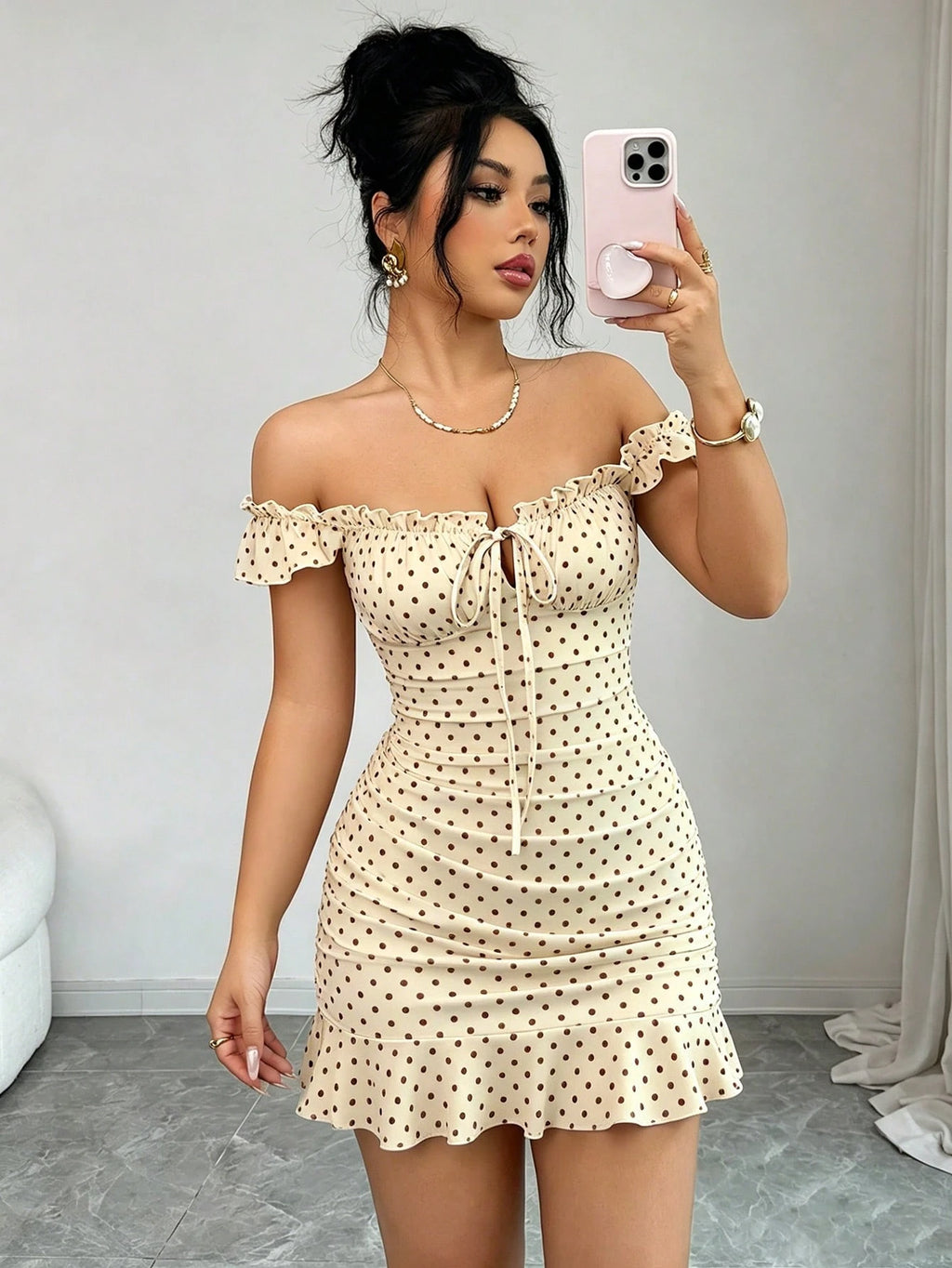 Elenzga Women's Elegant Ruched Tie Strap Flounce Hem Sexy Dress, Beach Babe - image 17